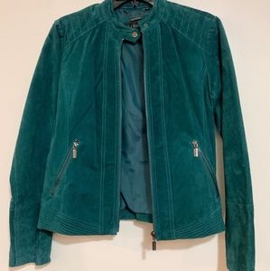 Bernardo Green/Teal Suede Moto Jacket
